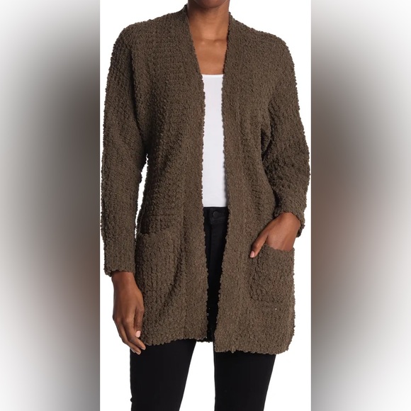 bobeau Sweaters - Oversized Bobeau Open Front Olive Cardigan